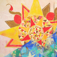 海南百合香の日本画作品、卒業制作2-1「太陽の城」一部