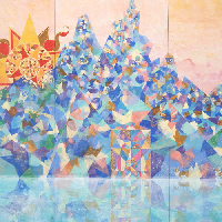 海南百合香の日本画作品、卒業制作2「太陽の城」